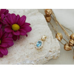 Zawieszka złota 585 owalna markiza z niebieskim środkiem