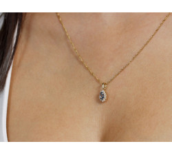 Zawieszka złota 585 owalna markiza z niebieskim środkiem