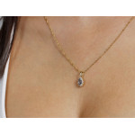 Zawieszka złota 585 owalna markiza z niebieskim środkiem