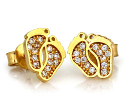 Złote kolczyki 333 stópki z cyrkoniami