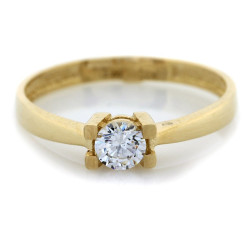 Złoty pierścionek Solitare z cyrkonią