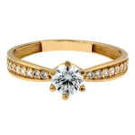 Złoty pierścionek Solitare z cyrkoniami dla kobiet
