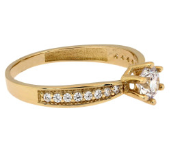 Złoty pierścionek Solitare z cyrkoniami dla kobiet