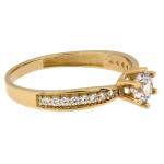 Złoty pierścionek Solitare z cyrkoniami dla kobiet