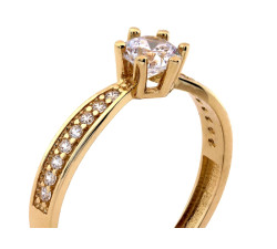 Złoty pierścionek Solitare z cyrkoniami dla kobiet