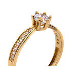 Złoty pierścionek Solitare z cyrkoniami dla kobiet