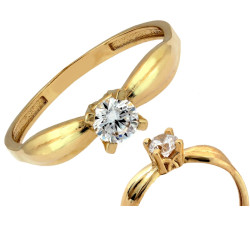 Złoty pierścionek z cyrkonią, 375/9k