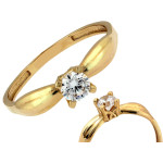 Złoty pierścionek z cyrkonią, 375/9k