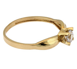 Złoty pierścionek z cyrkonią, 375/9k