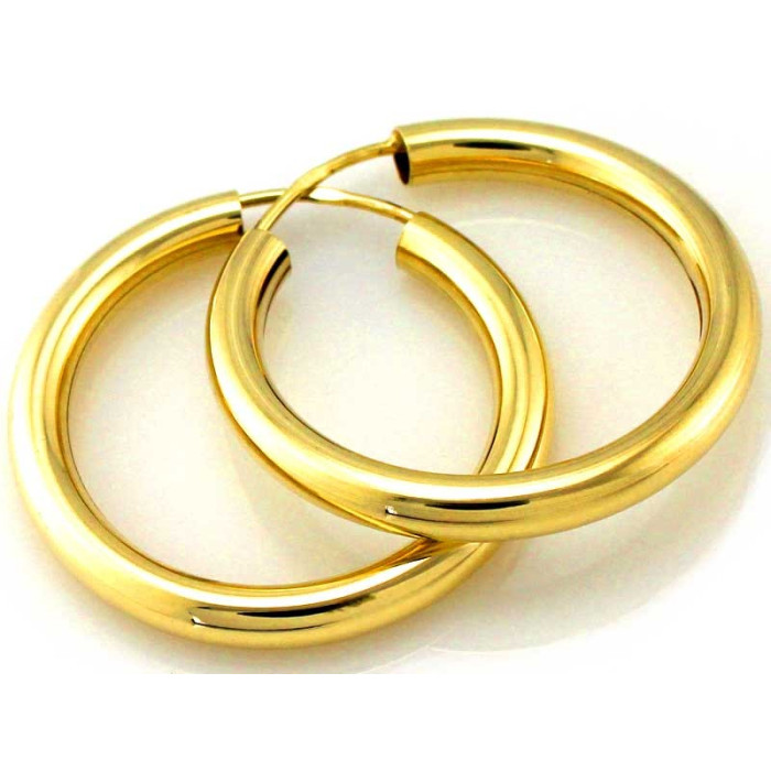 Złote kolczyki 585/14k – okrągłe koła, elegancka biżuteria.