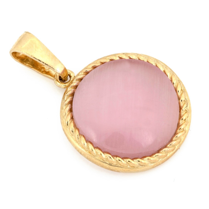 Zawieszka złota 585 z różowym kwarcem