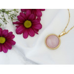 Zawieszka złota 585 z różowym kwarcem