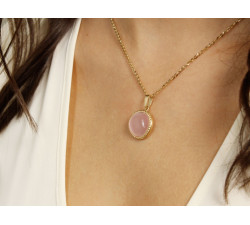 Zawieszka złota 585 z różowym kwarcem