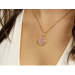 Zawieszka złota 585 z różowym kwarcem