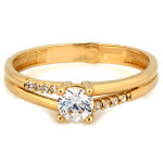 Złoty pierścionek Solitaire z cyrkoniami, 14k