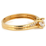 Złoty pierścionek Solitaire z cyrkoniami, 14k