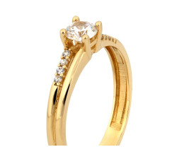 Złoty pierścionek Solitaire z cyrkoniami, 14k