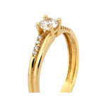 Złoty pierścionek Solitaire z cyrkoniami, 14k