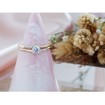 Złoty pierścionek Solitaire z cyrkoniami, 14k