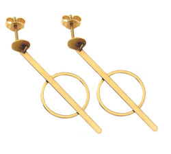 Złote kolczyki 333 długie wiszące z kółkiem