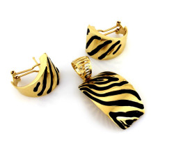 Złoty komplet biżuterii z cyrkoniami