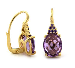 Złoty komplet biżuterii z ametystem i cyrkoniami