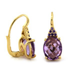 Złoty komplet biżuterii z ametystem i cyrkoniami