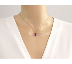 Złoty komplet biżuterii z ametystem i cyrkoniami