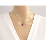 Złoty komplet biżuterii z ametystem i cyrkoniami