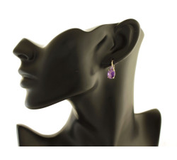 Złoty komplet biżuterii z ametystem i cyrkoniami