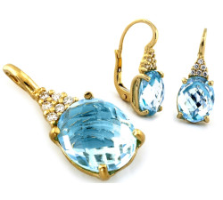 Złoty komplet biżuterii z topazem - elegancka ozdoba na prezent