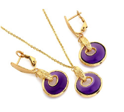 Złoty komplet biżuterii z ametystem naturalnym