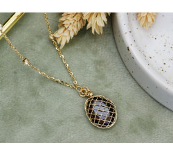 Złoty komplet biżuterii z kwarcem dymnym