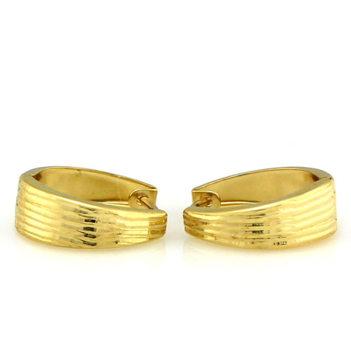 Złote kolczyki 375 szerokie zdobione koła