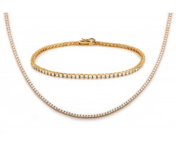 Złoty komplet naszyjnik i bransoletka z cyrkoniami