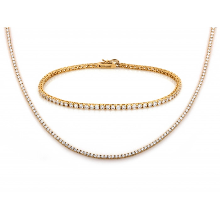 Złoty komplet naszyjnik i bransoletka z cyrkoniami