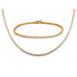 Złoty komplet naszyjnik i bransoletka z cyrkoniami