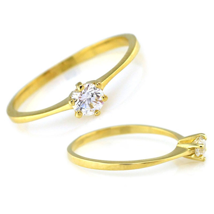 Złoty pierścionek Solitaire 585 z cyrkonią