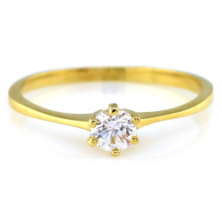 Złoty pierścionek Solitaire 585 z cyrkonią