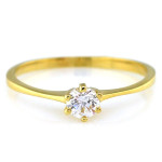 Złoty pierścionek Solitaire 585 z cyrkonią