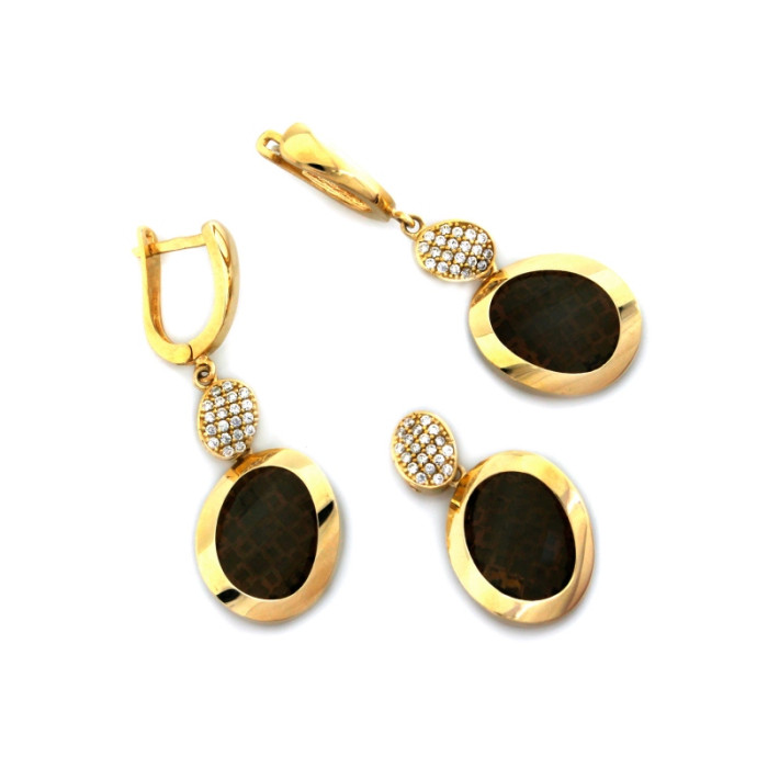 Złoty komplet biżuterii cyrkonie 14k