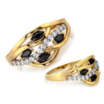 Złoty pierścionek Rainbow 585/14k z cyrkoniami