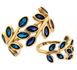 Złoty pierścionek z szafirem i topazem, 585