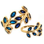 Złoty pierścionek z szafirem i topazem, 585