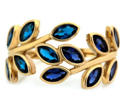 Złoty pierścionek z szafirem i topazem, 585