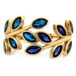 Złoty pierścionek z szafirem i topazem, 585