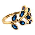 Złoty pierścionek z szafirem i topazem, 585