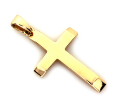 Zawieszka ze złotym krzyżykiem 375 o prostym klasycznym stylu.