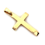 Zawieszka ze złotym krzyżykiem 375 o prostym klasycznym stylu.