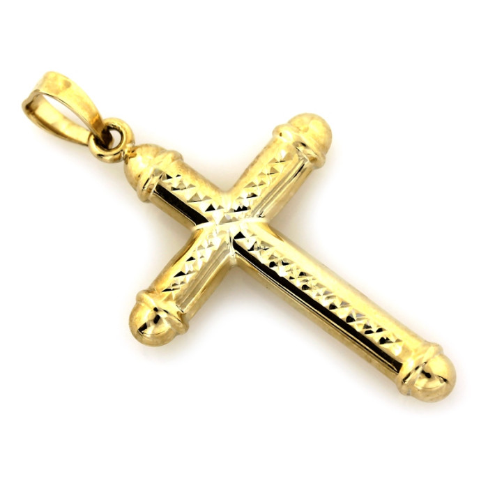 Krzyżyk złoty 375 zawieszka bez wizerunku klasyczny i uniwersalny